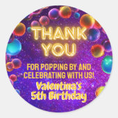 Kleurrijke Neon Glow Bubble Verjaardagsfeestje Dan Ronde Sticker (Voorkant)