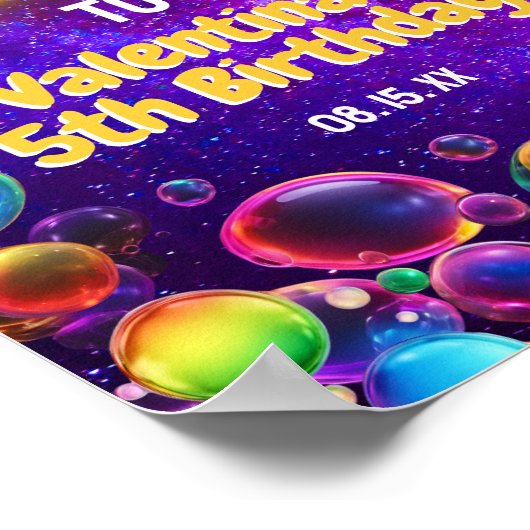 Kleurrijke Neon Glow Bubbles Verjaardagsfeestje We Poster (Hoek)
