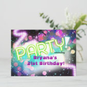 Kleurrijke Neon Glow Club Rave Party uitnodiging (Staand voorkant)