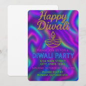 Kleurrijke Neon Glow Happy Diwali Party Kaart (Voorkant / Achterkant)