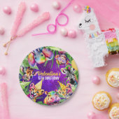 Kleurrijke Neon Glow Oerwoud Safari Party Dieren Papieren Bordje (Feest)