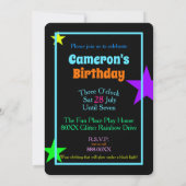 Kleurrijke Neon Glow Party Kaart (Achterkant)