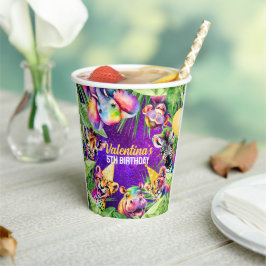 Kleurrijke Neon Glow Safari Oerwoud Party Dieren Papieren Bekers