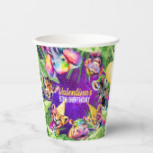 Kleurrijke Neon Glow Safari Oerwoud Party Dieren Papieren Bekers (Voorkant)