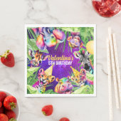 Kleurrijke Neon Glow Safari Oerwoud Party Dieren Servet (Insitu)