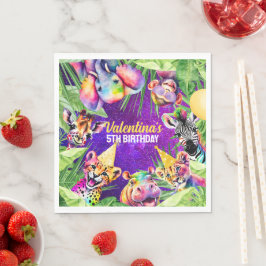 Kleurrijke Neon Glow Safari Oerwoud Party Dieren Servet