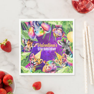 Kleurrijke Neon Glow Safari Oerwoud Party Dieren Servet