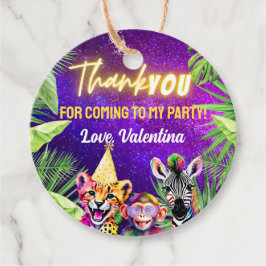 Kleurrijke Neon Glow Safari Party Dieren Dank u Bedankjes Labels