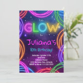Kleurrijke Neon Glow verjaardagsuitnodiging Kaart (Staand voorkant)