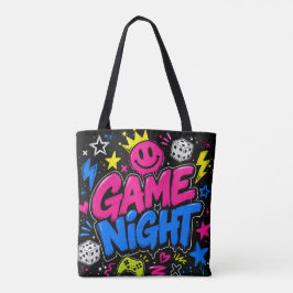 Kleurrijke Neon Graffiti Game Night Boodschappenta Tote Bag