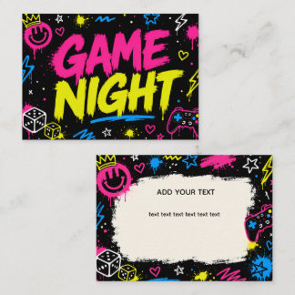 Kleurrijke Neon Graffiti Game Night Plaatskarten Plaatskaartje