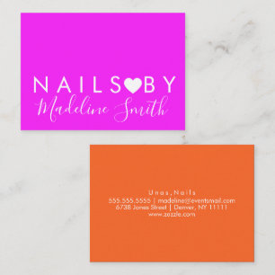 Kleurrijke Neon Hart Make-up Artiest Nagel Salon   Visitekaartje