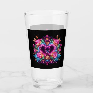 Kleurrijke neon hart Valentijnsdag Glas