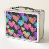 Kleurrijke Neon Heart Print Naam (Achterkant)