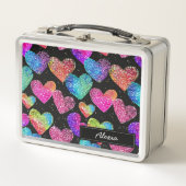 Kleurrijke Neon Heart Print Naam (Voorkant)
