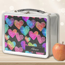 Kleurrijke Neon Heart Print Naam
