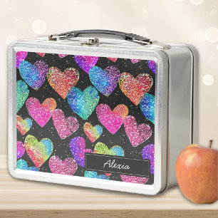 Kleurrijke Neon Heart Print Naam