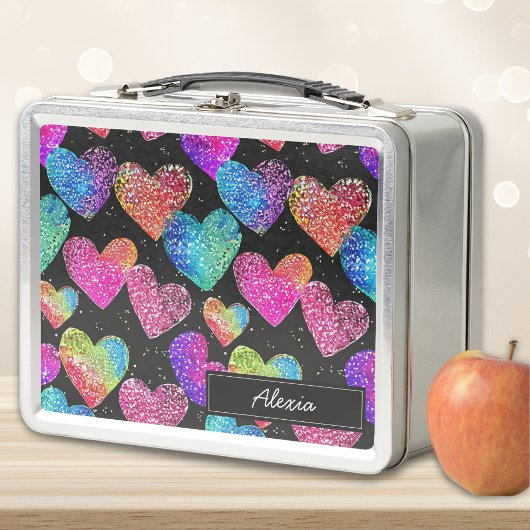 Kleurrijke Neon Heart Print Naam