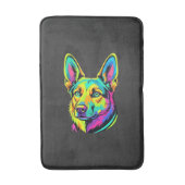 Kleurrijke Neon Hond Vector Portret Badmat (Voorkant Verticaal)