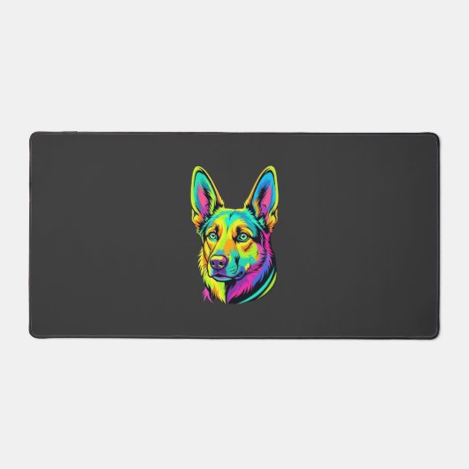 Kleurrijke Neon Hond Vector Portret Bureaumat (Voorkant)
