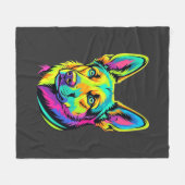 Kleurrijke Neon Hond Vector Portret Fleece Deken (Voorkant (Horizontaal))
