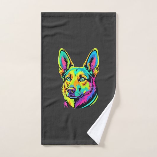 Kleurrijke Neon Hond Vector Portret Handdoek (Handdoek)