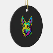 Kleurrijke Neon Hond Vector Portret Keramisch Ornament (Rechts)