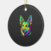 Kleurrijke Neon Hond Vector Portret Keramisch Ornament (Links)