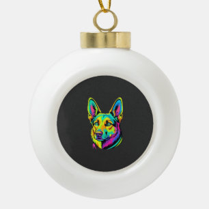 Kleurrijke Neon Hond Vector Portret Keramische Bal Ornament