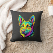 Kleurrijke Neon Hond Vector Portret Kussen (Deken)