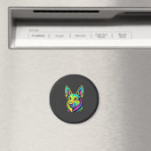 Kleurrijke Neon Hond Vector Portret Magneet (Insitu (Vaatwasser))
