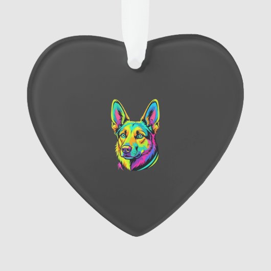 Kleurrijke Neon Hond Vector Portret Ornament (voorkant)