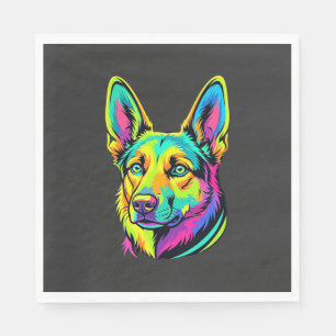 Kleurrijke Neon Hond Vector Portret Servet