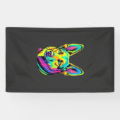 Kleurrijke Neon Hond Vector Portret Spandoek (Horizontaal)