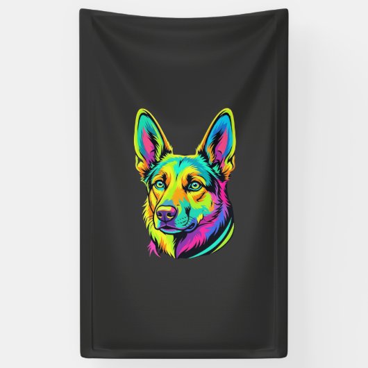 Kleurrijke Neon Hond Vector Portret Spandoek (Verticaal)