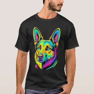 Kleurrijke Neon Hond Vector Portret T-shirt