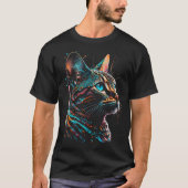 Kleurrijke Neon Kat Kunstwerk T-shirt (Voorkant)