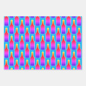 Kleurrijke neon kleur bier fles silhouet print inpakpapier vel (Voorkant 3)