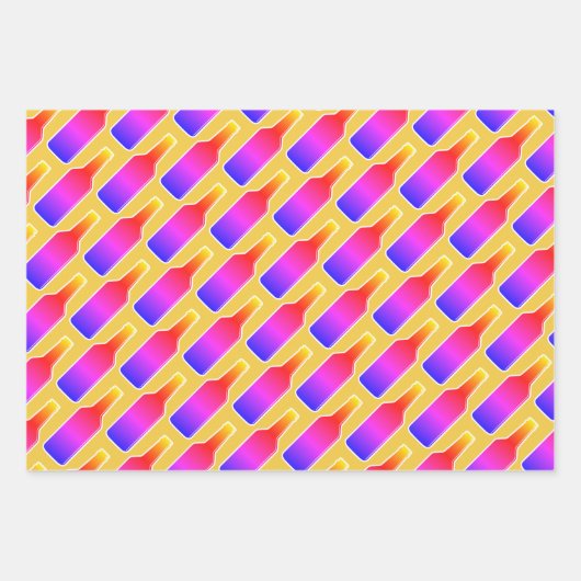 Kleurrijke neon kleur bier fles silhouet print inpakpapier vel (Voorkant 2)