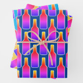 Kleurrijke neon kleur bier fles silhouet print inpakpapier vel (In situ)