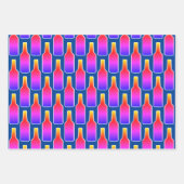 Kleurrijke neon kleur bier fles silhouet print inpakpapier vel (Voorkant)