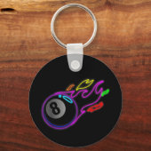 Kleurrijke Neon Lights acht Ball Billiards Pool Sleutelhanger (Voorkant)