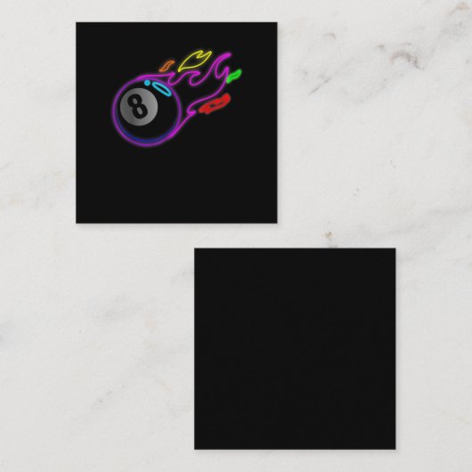 Kleurrijke Neon Lights acht Ball Billiards Pool Vierkante Visitekaartje (Voorkant / Achterkant)