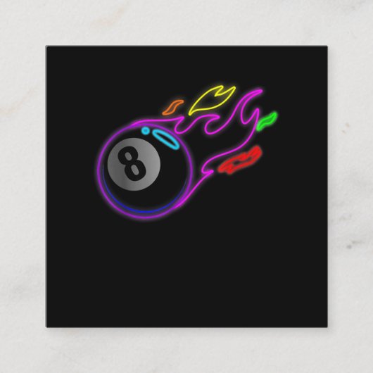 Kleurrijke Neon Lights acht Ball Billiards Pool Vierkante Visitekaartje (Voorkant)