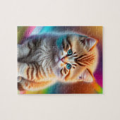 Kleurrijke Neon Lights Sweet Little Cat Legpuzzel (Horizontaal)