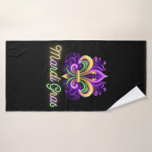 Kleurrijke Neon Mardi Gras Fleur de lis Badhanddoek (Badhanddoek)