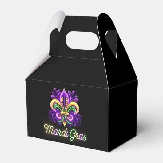 Kleurrijke Neon Mardi Gras Fleur de lis Bedankdoosjes (Voorkant Zijde)