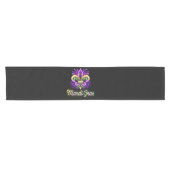 Kleurrijke Neon Mardi Gras Fleur de lis Korte Tafelloper (Horizontaal)