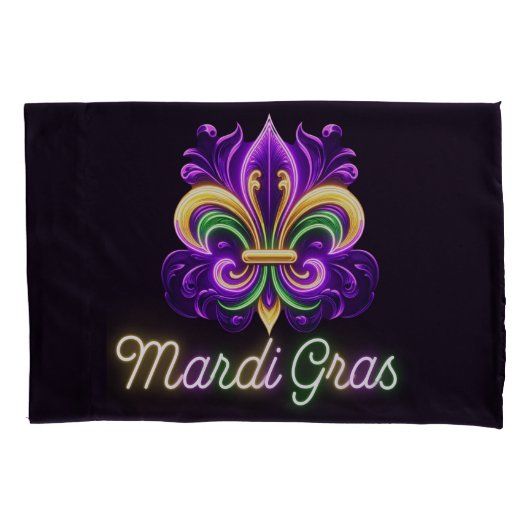 Kleurrijke Neon Mardi Gras Fleur de lis Kussensloop (Voorkant)
