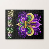 Kleurrijke Neon Mardi Gras Fleur de lis Legpuzzel (Horizontaal)